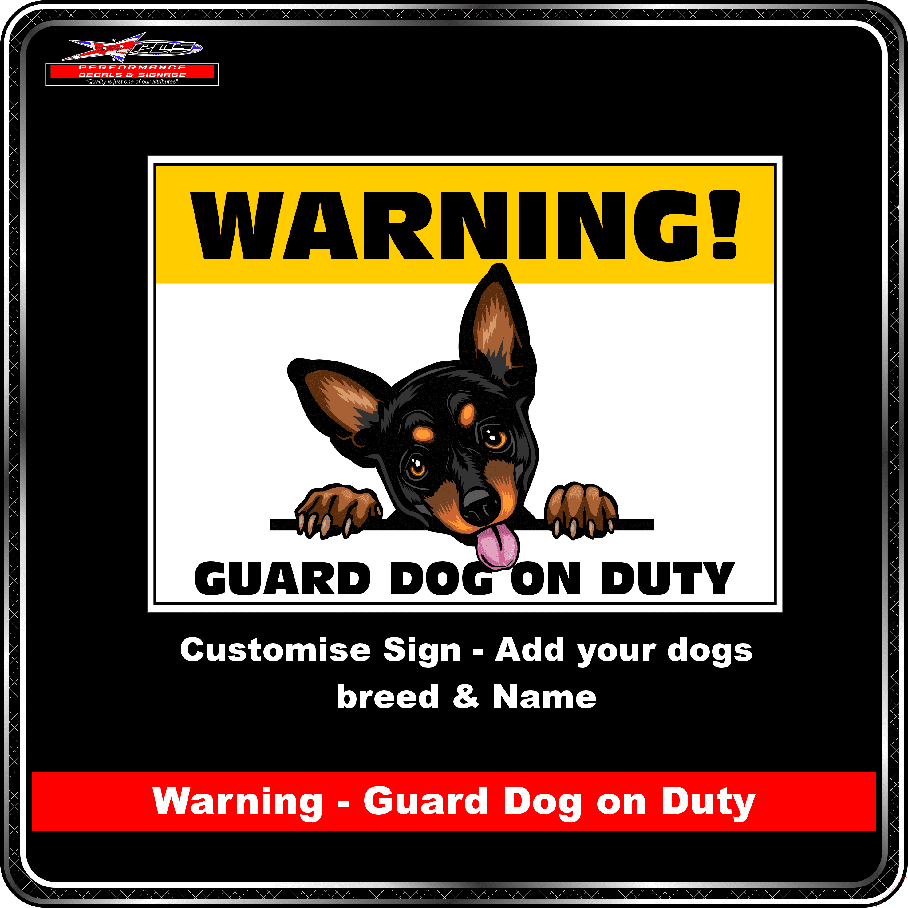 Dog Sign Warning Guard Dog on Duty Performance Decals & Signage