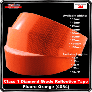 3M Fluoro Orange (4084) Diamond Grade Class 1 Reflective Tape