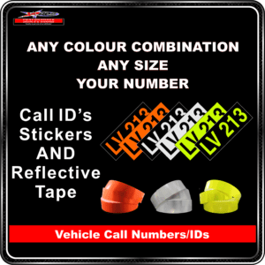 Hi Vis Light Vehicle Call Number/ID Class 1 (Set of Adhesive IDs & Reflective Tape)