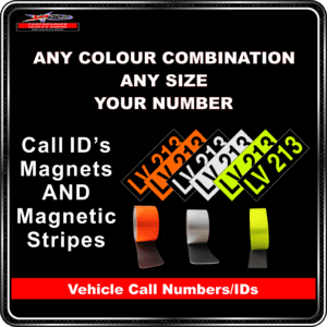 Hi Vis Light Vehicle Call Number/ID Class 1 (Set of Magnetic IDs & Reflective Stripes)