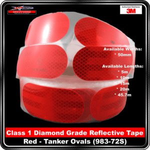 3M Red Tanker Ovals (983-72S) Diamond Grade Class 1 Reflective Tape
