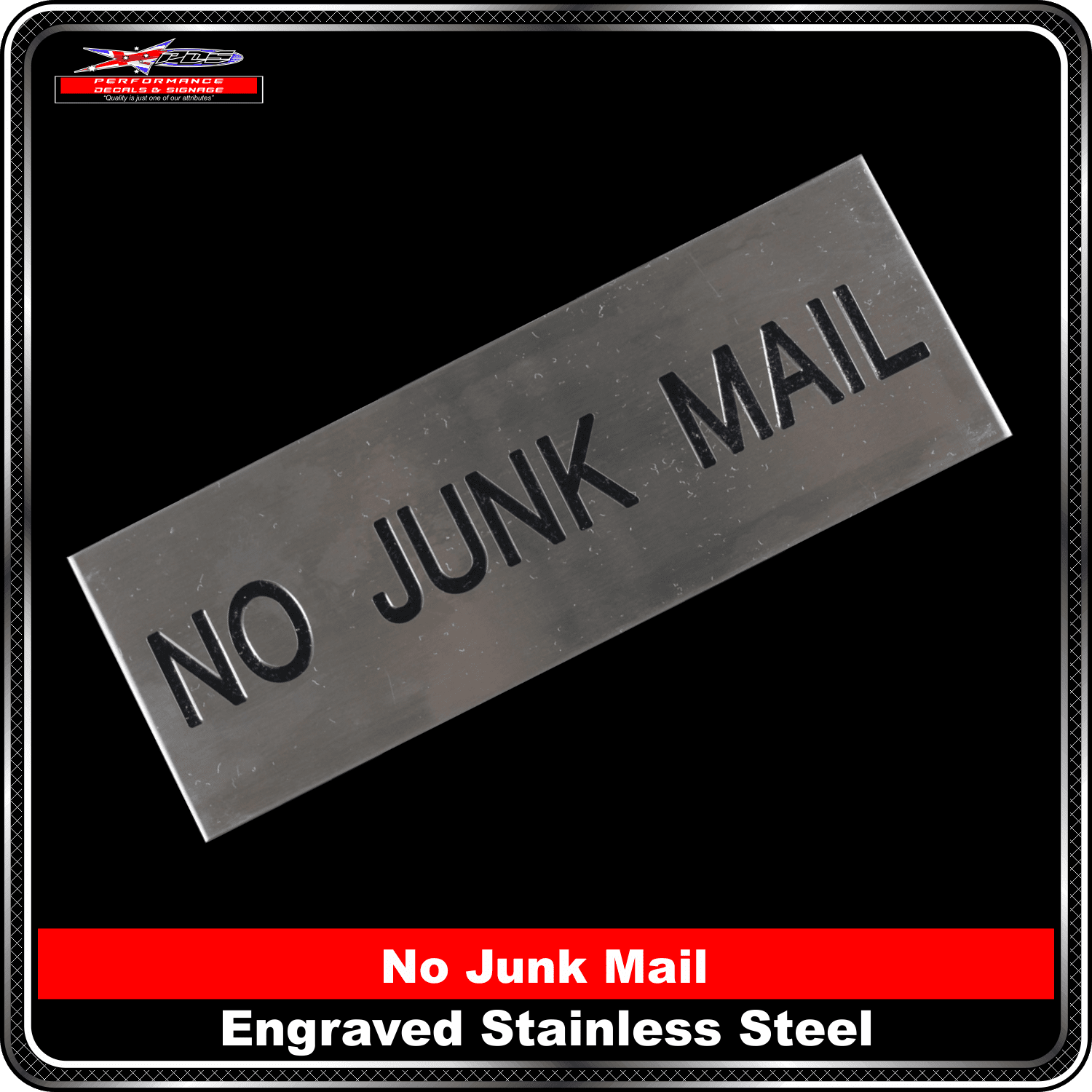 Engraved Sign No Junk Mail 