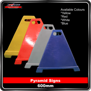 pyramid signs 600mm yellow red white blue
