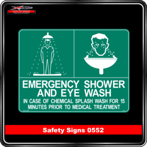 emergency shower and eye wash in case of chemical splash wash for 15 minutes prior to medical treatment